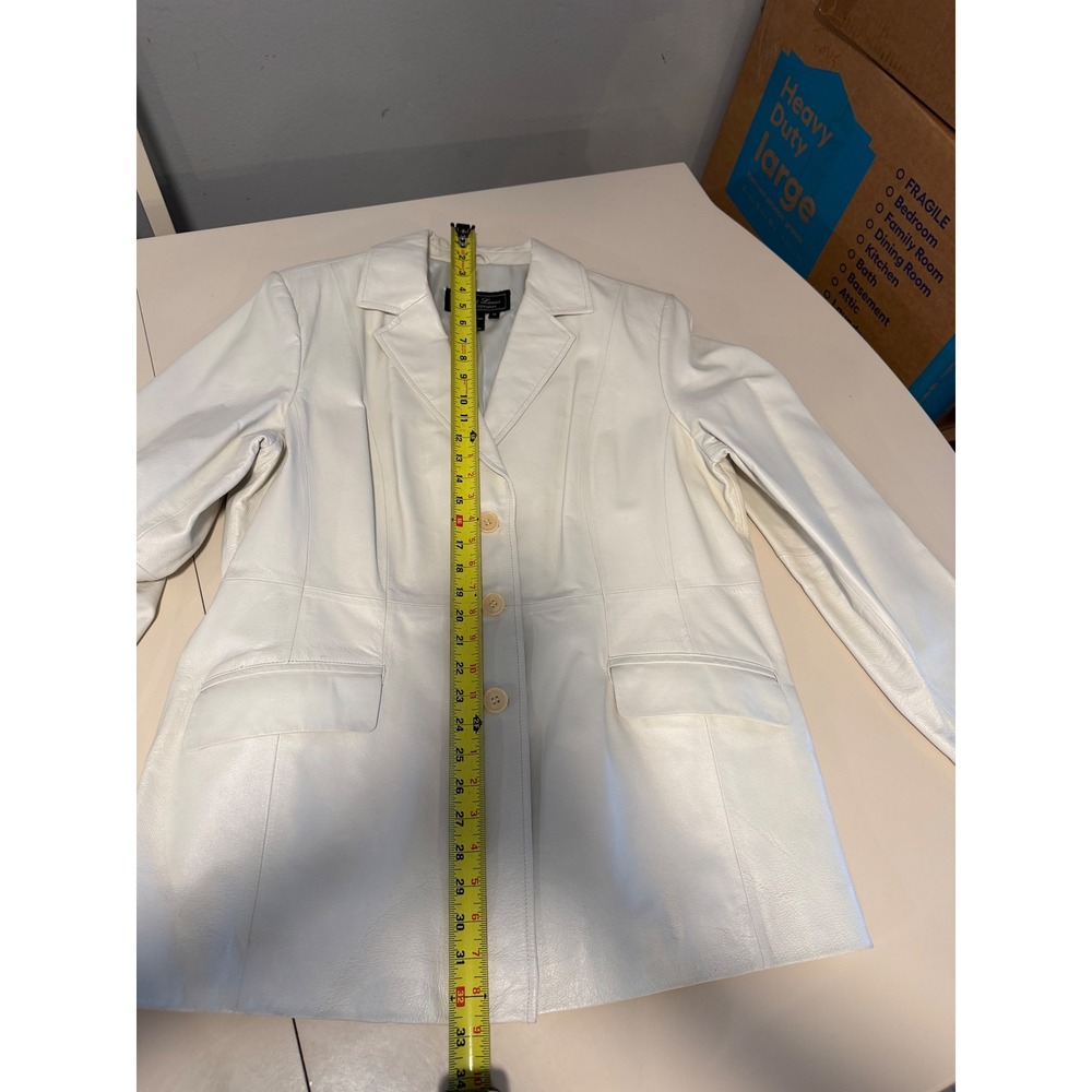 Terry Lewis Classic Luxuries Cream Leather Blazer Jacket Womens 1X Off White - Picture 12 of 16